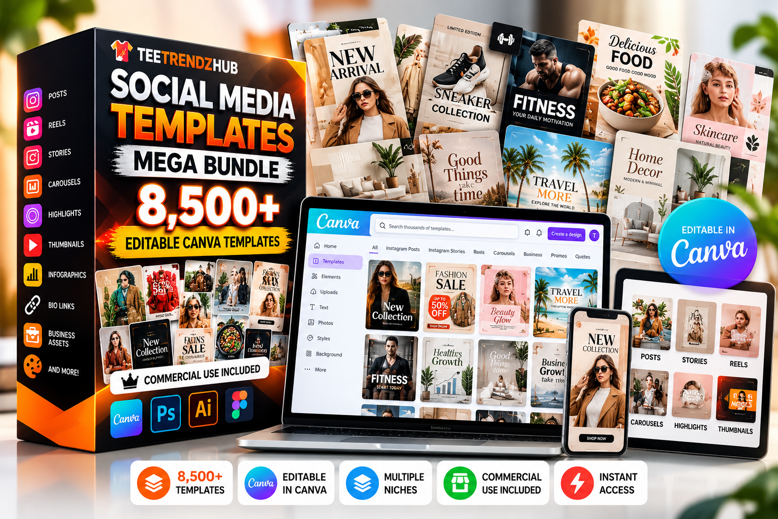 Social Media Templates Mega Bundle - 8,500+ Canva Templates