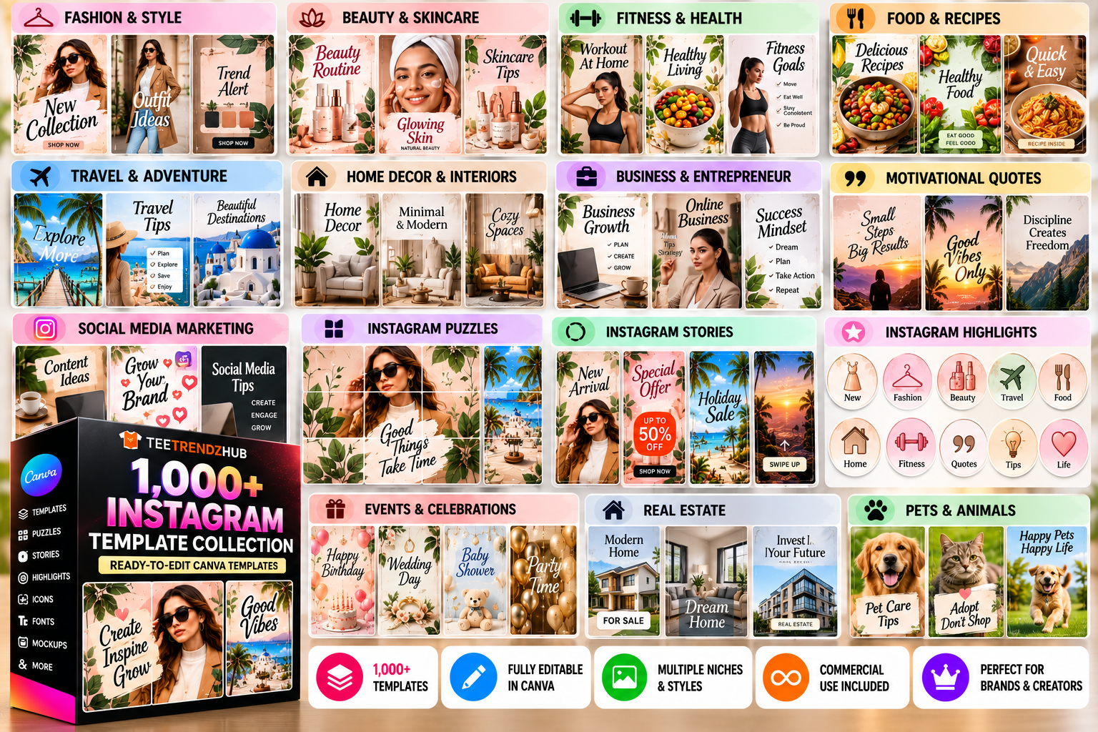 Multi niche social media template collection